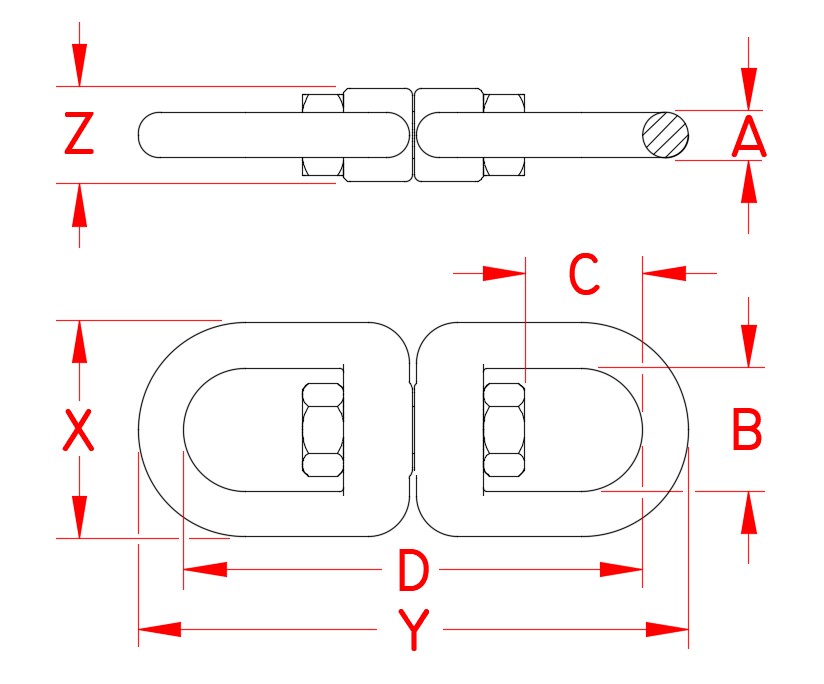 Stainless Steel Eye & Eye Swivel, S0128-0004, S0128-0005, S0128-0006, S0128-0008, S0128-0010, S0128-0013, S0128-0016, S0128-0020, S0128-0022, S0128-0025, Line Drawing Stainless Steel Eye & Eye Swivel, S0128-0004, S0128-0005, S0128-0006, S0128-0008, S0128-0010, S0128-0013, S0128-0016, S0128-0020, S0128-0022, S0128-0025, Line Drawing